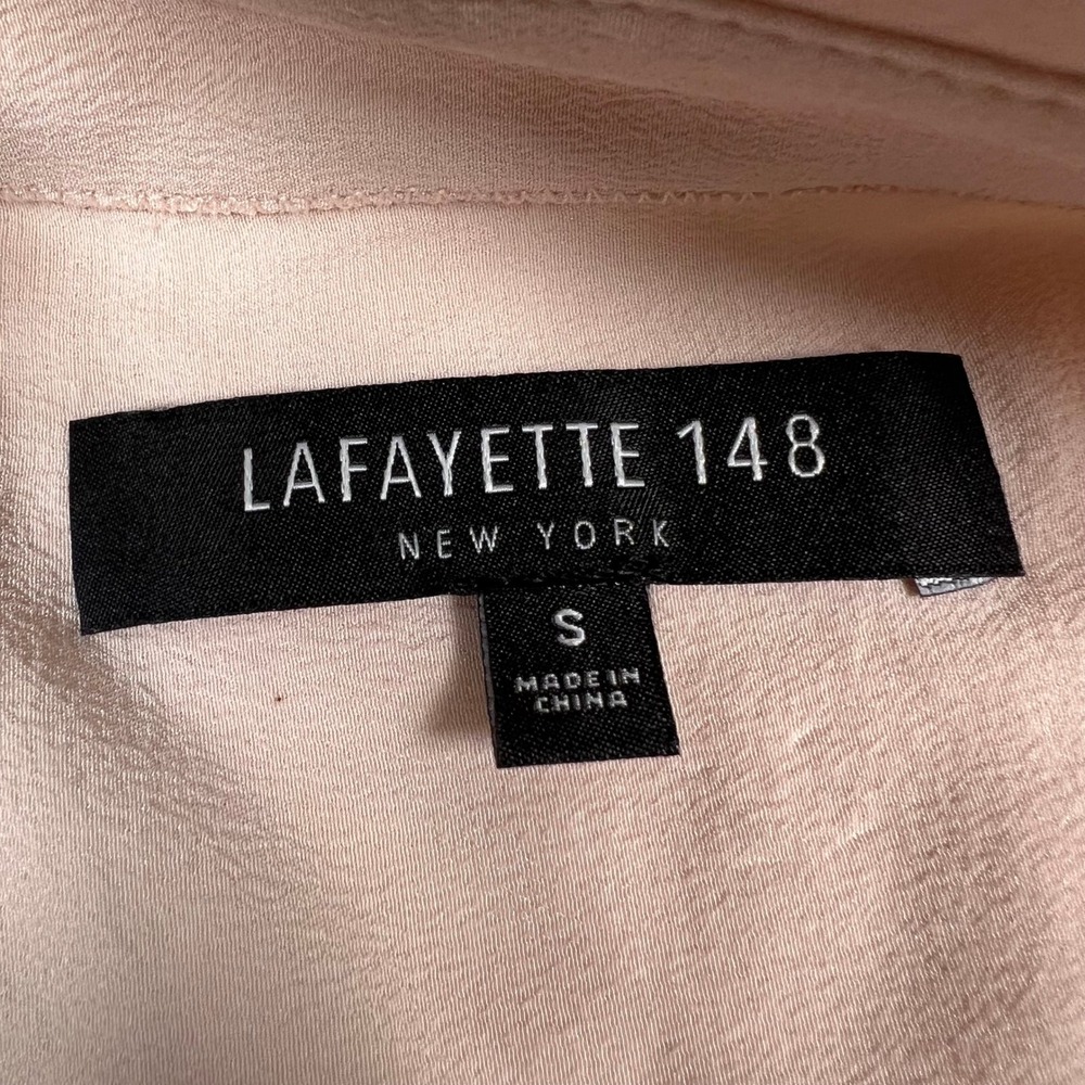 Lafayette 148 Silk Button Front Shirt Women Small Pink Long Sleeve Pocket Luxury - Picture 2 of 12